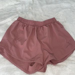 shein running shorts, pink/dark salmon color